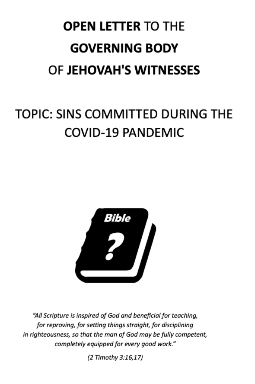 Open Letter to the Governing Body of Jehovah's Witnesses